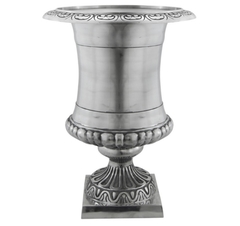 Vaso Prateado 77x58cm Classico Relevos Alta Decoração - comprar online