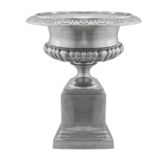 Vaso Prateado 66x57cm Classico Relevos Alta Decoração - comprar online