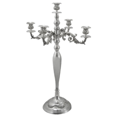 Castiçal 71cm Prata Design Relevo 05 Braços - comprar online