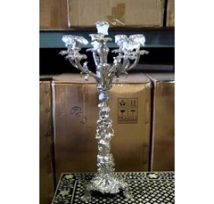 Candelabro Cinco Pontas Todo Trabalhado Prata Design Classico
