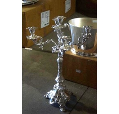 Candelabro Cinco Pontas Menor Todo Trabalhado Prata Design Classico
