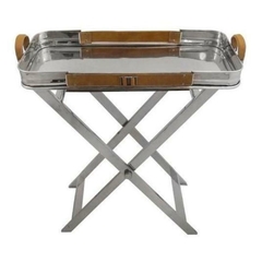 Bandeja C Suporte Metal Couro Alta Decoração - comprar online