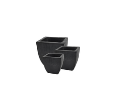 Trio De Vasos Vietnamitas Cachepot Ceramica Preto