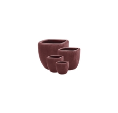 Jogo 04 Vasos Vietnamitas Cachepot Ceramica Vermelho