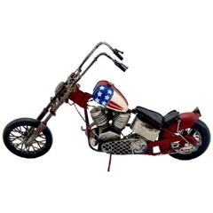 Miniatura Em Metal Moto Bandeira Americana