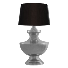 Abajur Base Metal Prateado 96cm Cúpula Preta - comprar online
