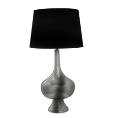 Abajur Metal Prateado Design Diferenciado Cúpula Preta - comprar online