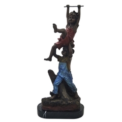 Escultura Decorativa Bronze Maciço Crianças Brincando - comprar online