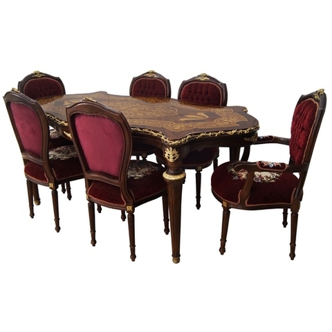 Mesa De Jantar Madeira Classico Marquiterrie C Cadeiras