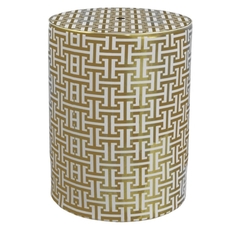Garden Seat Branco C Dourado Decorativo Alta Decoração - comprar online
