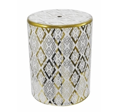 Garden Seat Branco Todo Filetado Ouro Design Geometrico - comprar online