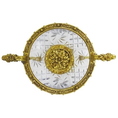 Centro De Mesa 46cm Cristal Lapidado Tcheco Dourado na internet