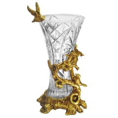 Vaso Cristal Tcheco Lapidado Acabamento Poliresina - comprar online