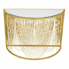 Aparador Metal Dourado Tampo Espelhado Design Contemporaneo