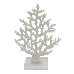 Coral Alças 20cm Poliresina Branca Base Acrilica - comprar online