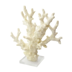 Coral Enfeite Poliresina Branca C Base Acrilica - comprar online