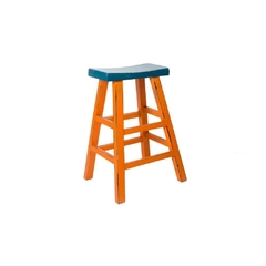 Banqueta Laranja Decorativa Madeira Maciça Primeira Linha