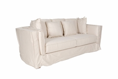 Sofa Off White 220cm Luxo Alto Padrão Acompanha Almofadas - comprar online