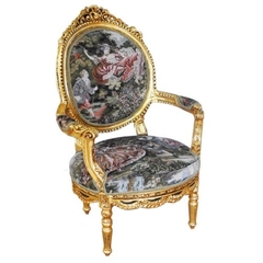 Poltrona Classica Tec Gobelem Madeira Artesanais - LUXdécor