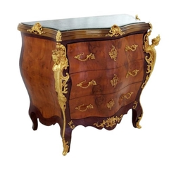 Cômoda Obra Arte 106cm Escultura Bronze Madeira - LUXdécor