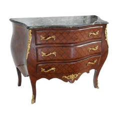 Cômoda Marchetaria Xadrez Maciça c Bronze Marmore Luxo
