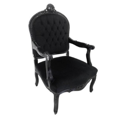Poltrona Luiz Xv Total Black Capitone Alta Decoração Luxo