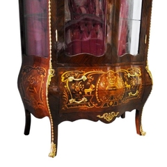 Cristaleira Madeira Marchetada 2 Gavetas Apliques Bronze - comprar online