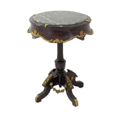 Mesinha Mesa Lateral 60cm Classica Imbuia Bronze e Marmore