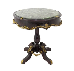 Mesinha Mesa Lateral 76cm Classica Imbuia Bronze e Marmore