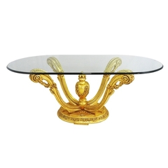 Mesa De Jantar Oval Classico Europeu Madeira Entalhes Luxo