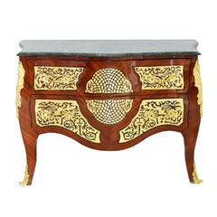 Cômoda Classica Madeira Maciça Marchetaria Dourada Luxo - LUXdécor