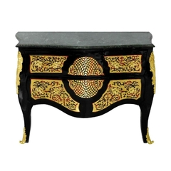 Cômoda Classica Madeira Maciça Marchetaria Dourada Luxo - comprar online