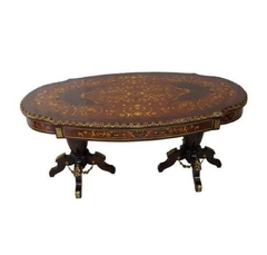 Mesa Jantar Menor Classica Marchetaria Ornamentado Bronze Luxuosa