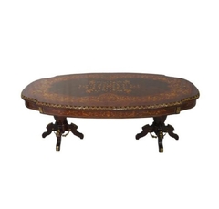 Mesa Jantar Maior Classica Marchetaria Ornamentado Bronze Luxuosa
