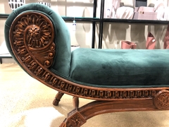 Banco Recamier Namoradeira Classico Rico entalhes Ouro Envelhecido - LUXdécor