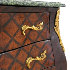 Cômoda Classica Bombê 85cm Marmore Bronze Marchetar Losangos - LUXdécor