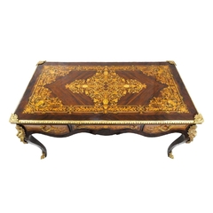 Mesa Escritório Escrivaninha Luiz Xv Madeira C Bronze - LUXdécor