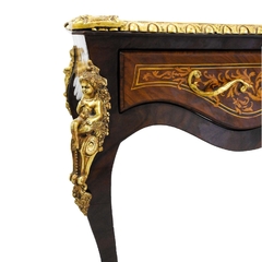 Mesa Escritório Escrivaninha Luiz Xv Madeira C Bronze na internet