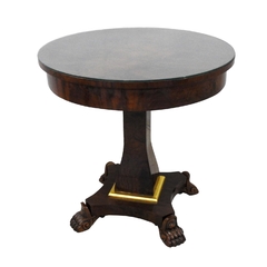 Mesa Lateral Redonda Madeira Imbuia Rádica C Vidro