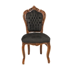 Cadeira Luiz Xv Imbuia Finas Entalhes Tecido - LUXdécor