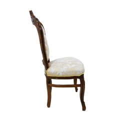 Cadeira Luiz Xv Imbuia Finas Entalhes Tecido Nobre - LUXdécor