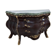 Cômoda Abaulado Imbuia Bronze Ornamentado Rico Acabamento Tampo Marmore