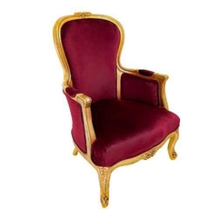 Poltrona Classico Folha Ouro Vermelho Grená Decoração Classica