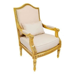 Poltrona Classico Entalhes Rico de Detalhes Primeira Linha Folha de Ouro