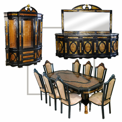 Conjunto de Sala Colonial Alta Decoração Classica Cristaleira Buffe e Mesa de Jantar