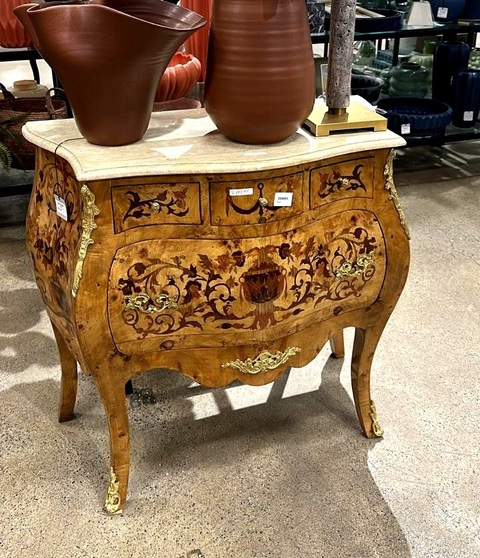 Cômoda Francesa Madeira Clara Marchetaria Única Alto Padrão