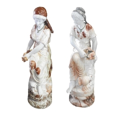 Par De Esculturas Mulheres Em Mármore 148cm - comprar online