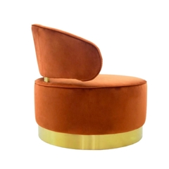Poltrona Redonda Moderna Metal Dourado Est Laranja na internet