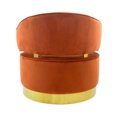 Poltrona Redonda Moderna Metal Dourado Est Laranja - comprar online