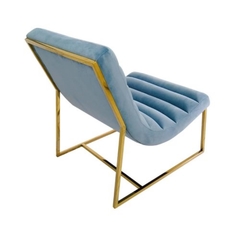 Poltrona Costela Estofado Azul Moderno Estrutura - comprar online